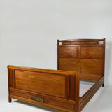 Art Nouveau bed by Mathieu Gallerey in mahogany, clematis model, circa 1920