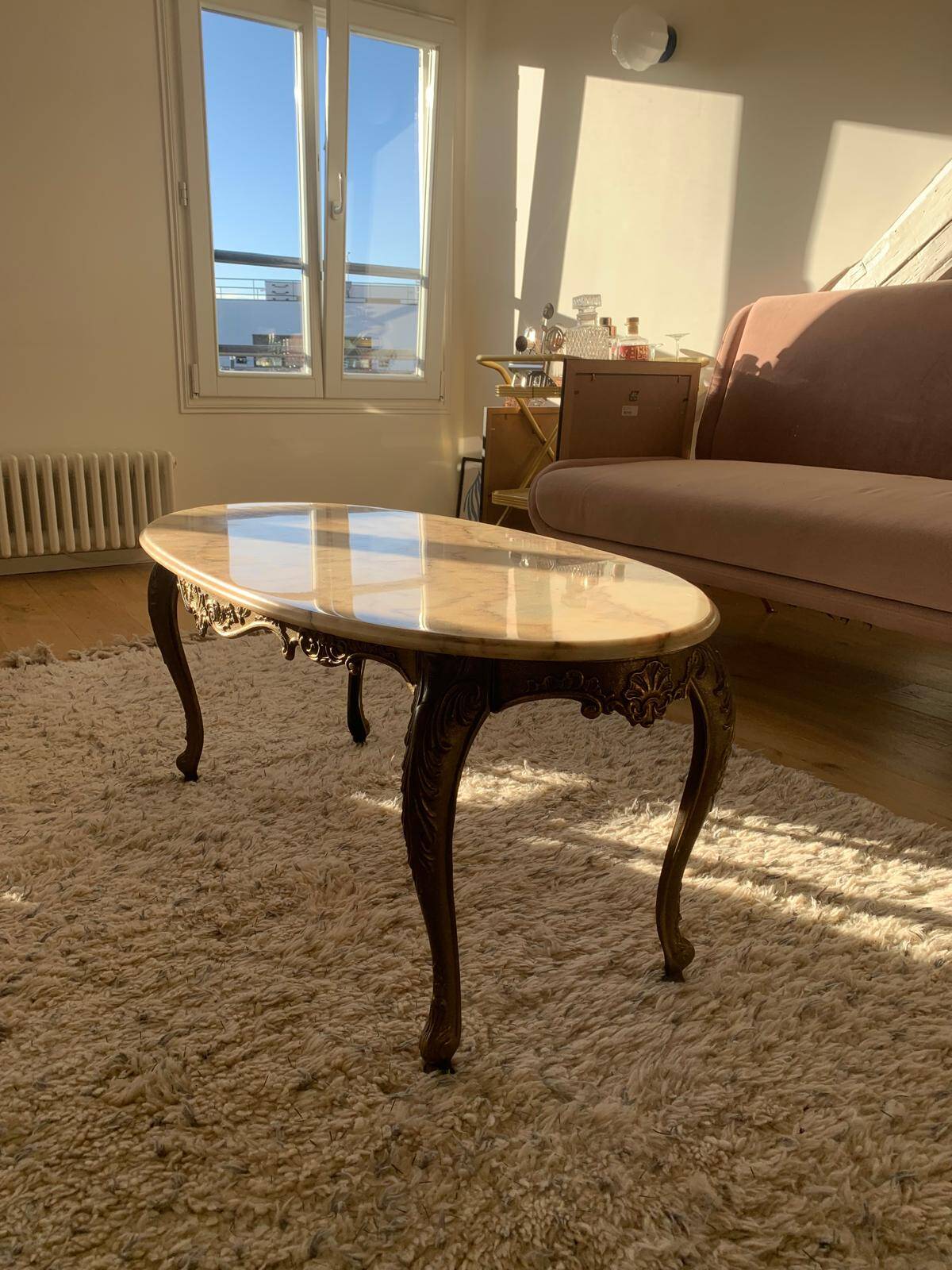 Vintage marble and brass coffee table