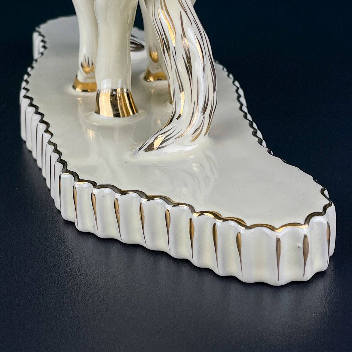 Antique ceramic vase with horses by Egisto Fantechi Maioliche Ceramic, Sesto Fiorentino, Italy, 1940s.