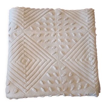 Couvre-lit ou plaid au  tricot - coton