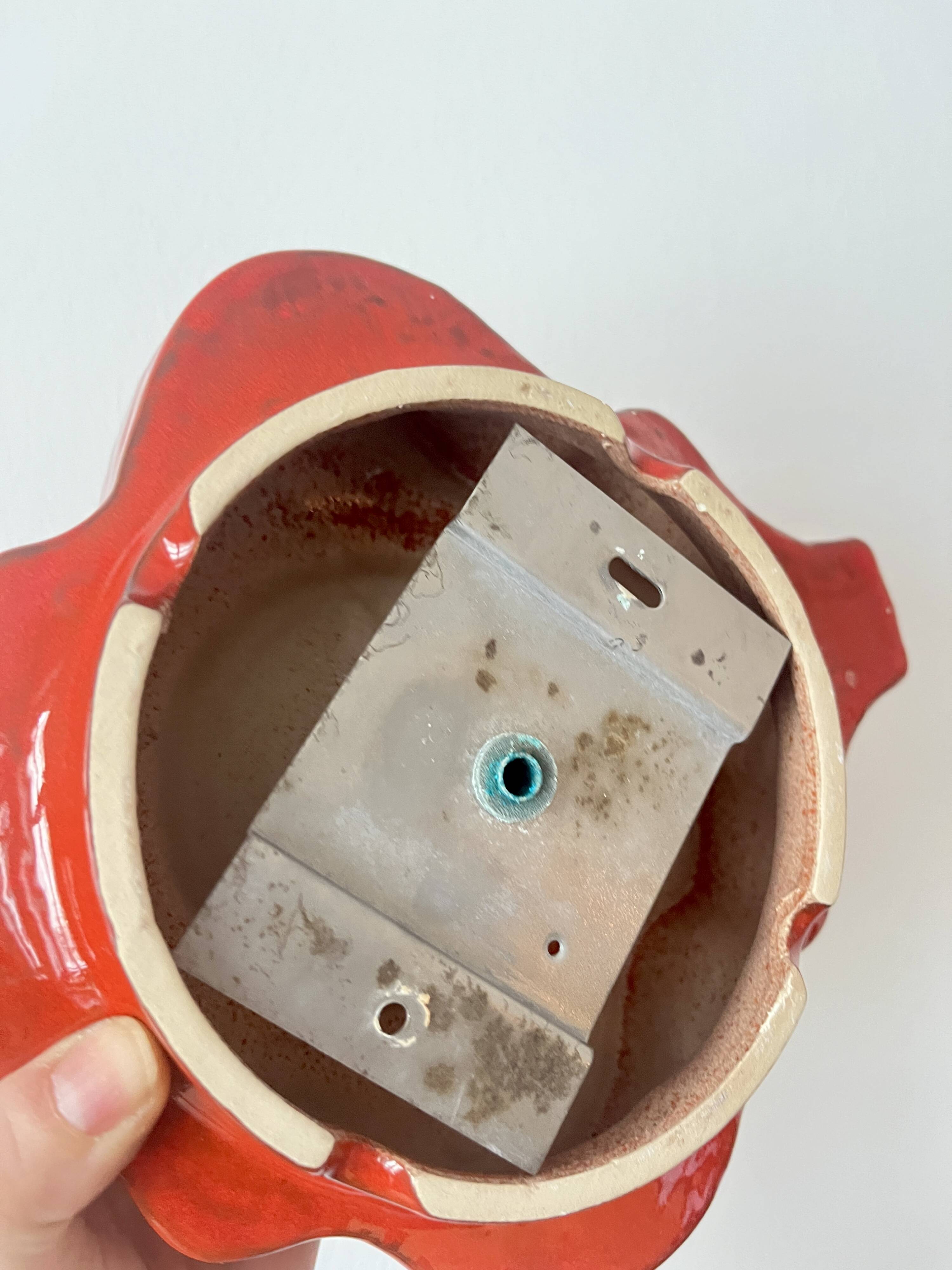 Vintage Hustadt Leuchten Fat Lava Red Ceramic Wall Lamp, Germany, 1970s