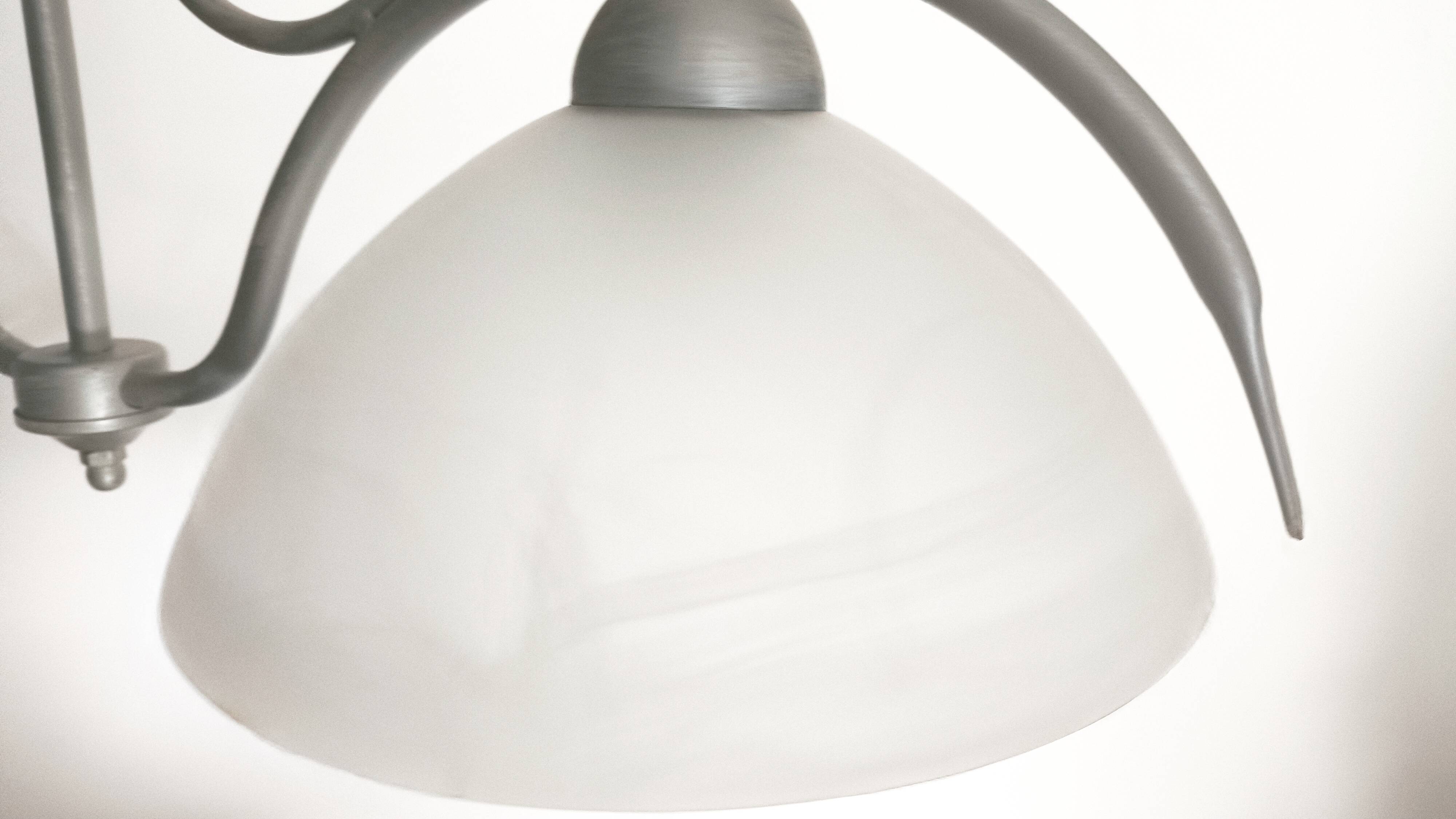 Brushed grey metal double pendant light and alabaster glass.