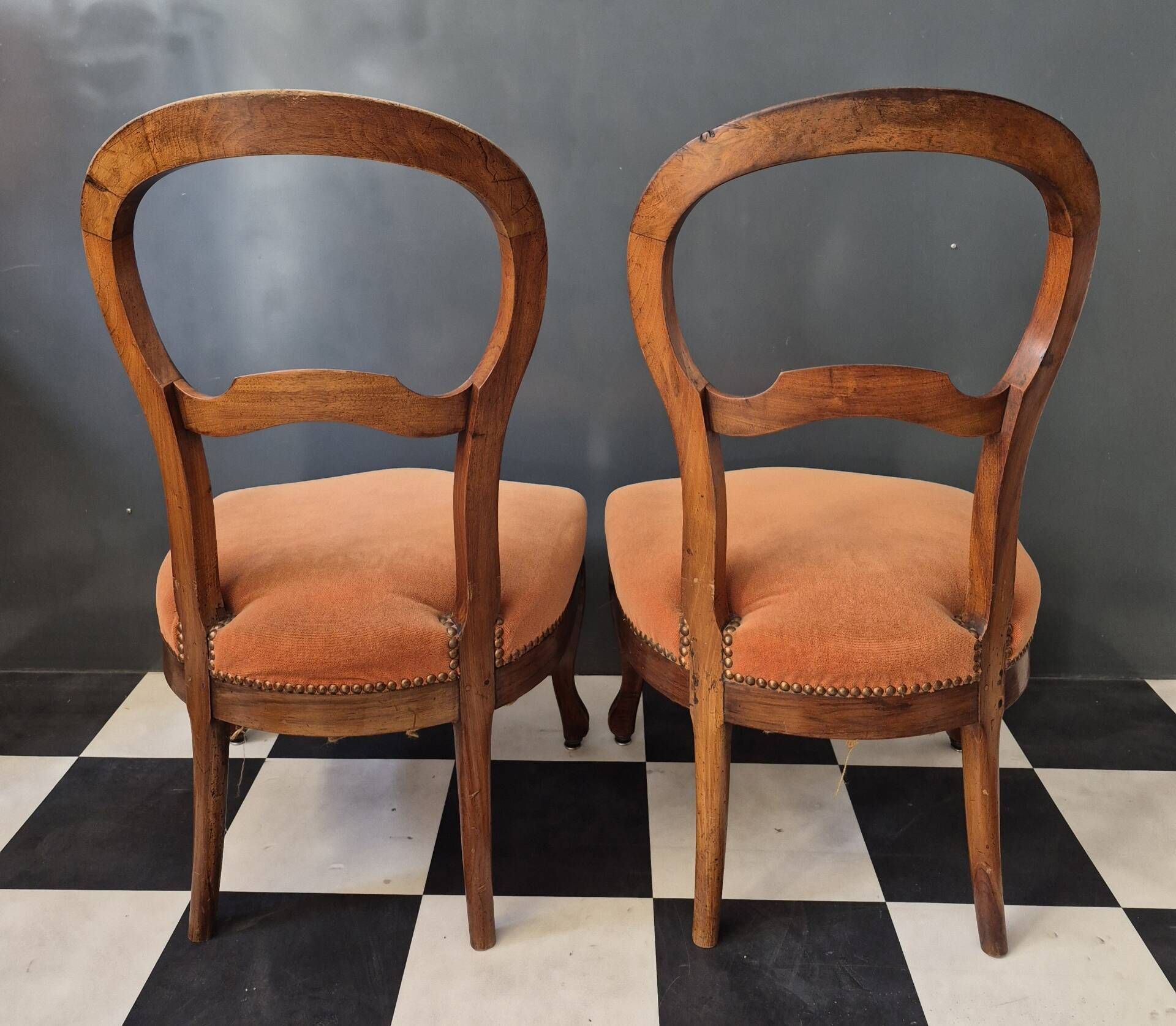 Ensemble paire de chaises basses chauffeuses style Louis Philippe