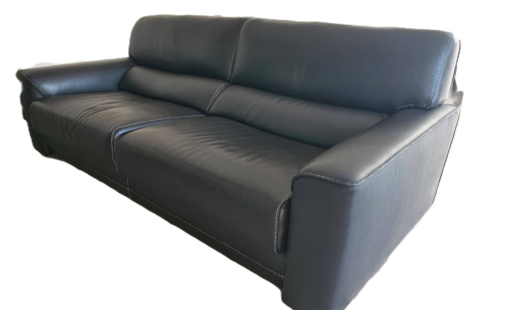 Large 3-seater anthracite leather sofa Roche Bobois