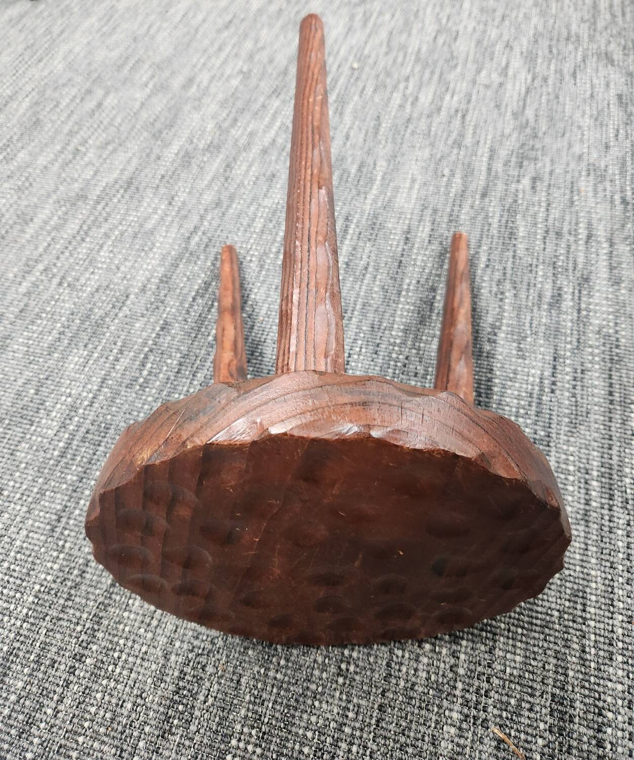 Brutalist wooden tripod stool