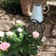 Plant holder "chair" in wrought iron and earthenware / vintage 60s-70s