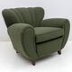 Paire de fauteuils Art Déco en tissu bouclé vert attribués à Guglielmo Ulrich, années 1940