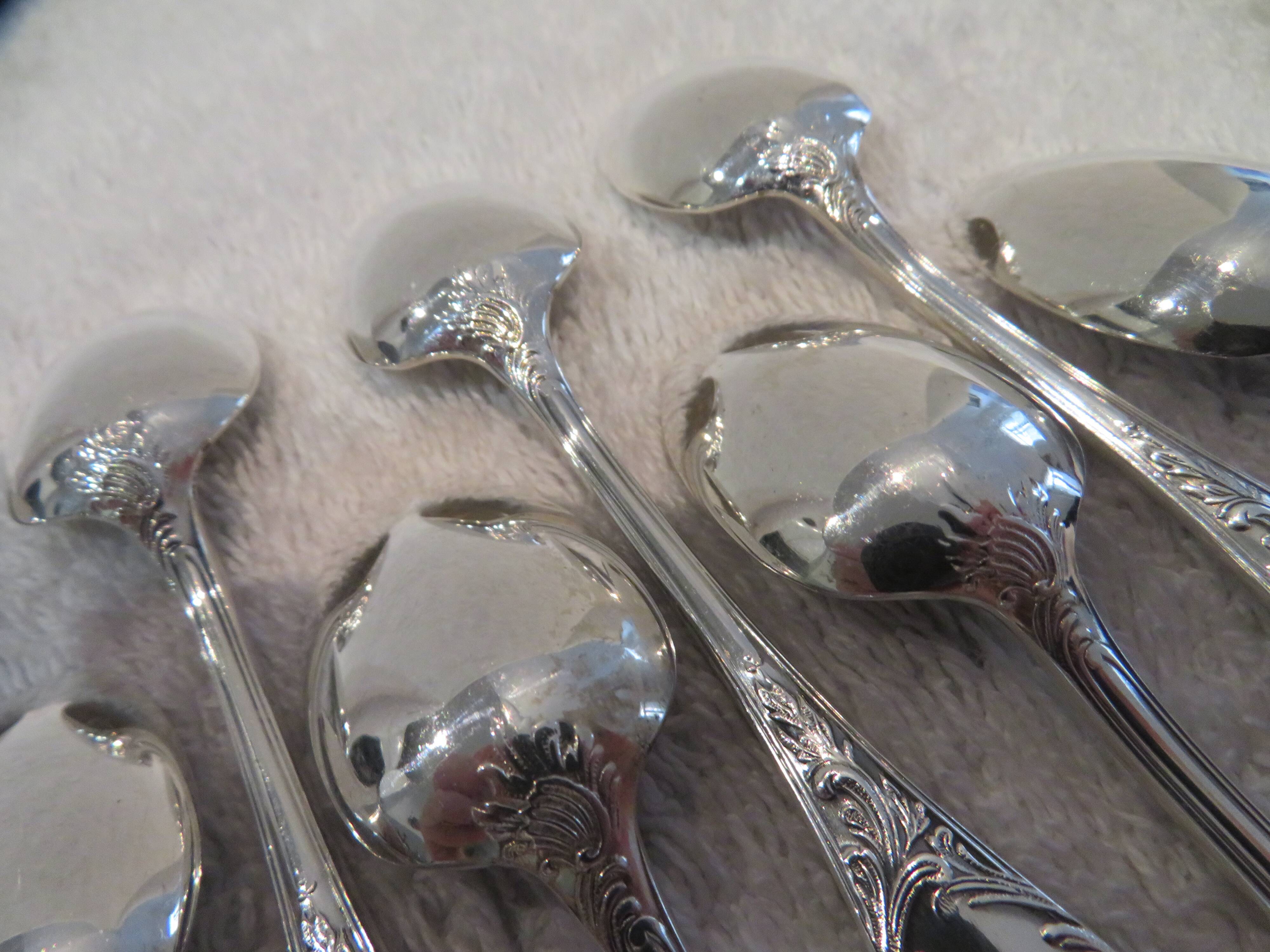 12 silver-plated mocha spoons by Christofle Marly, 10cm