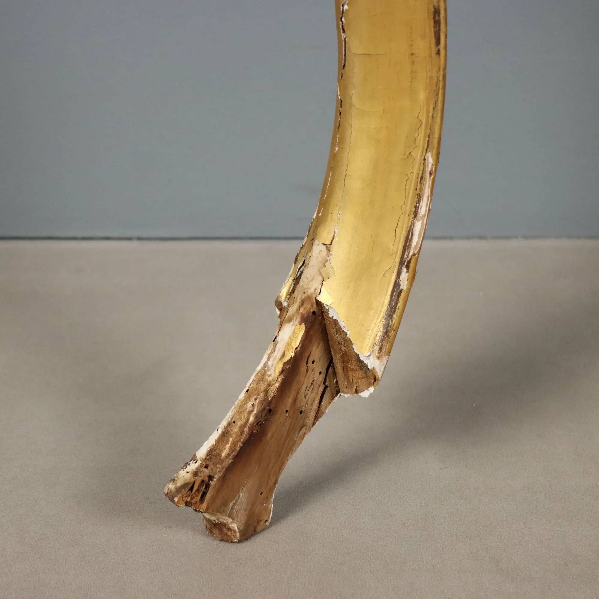 Antique gilded wooden console with marble top, Italy, 19th century.