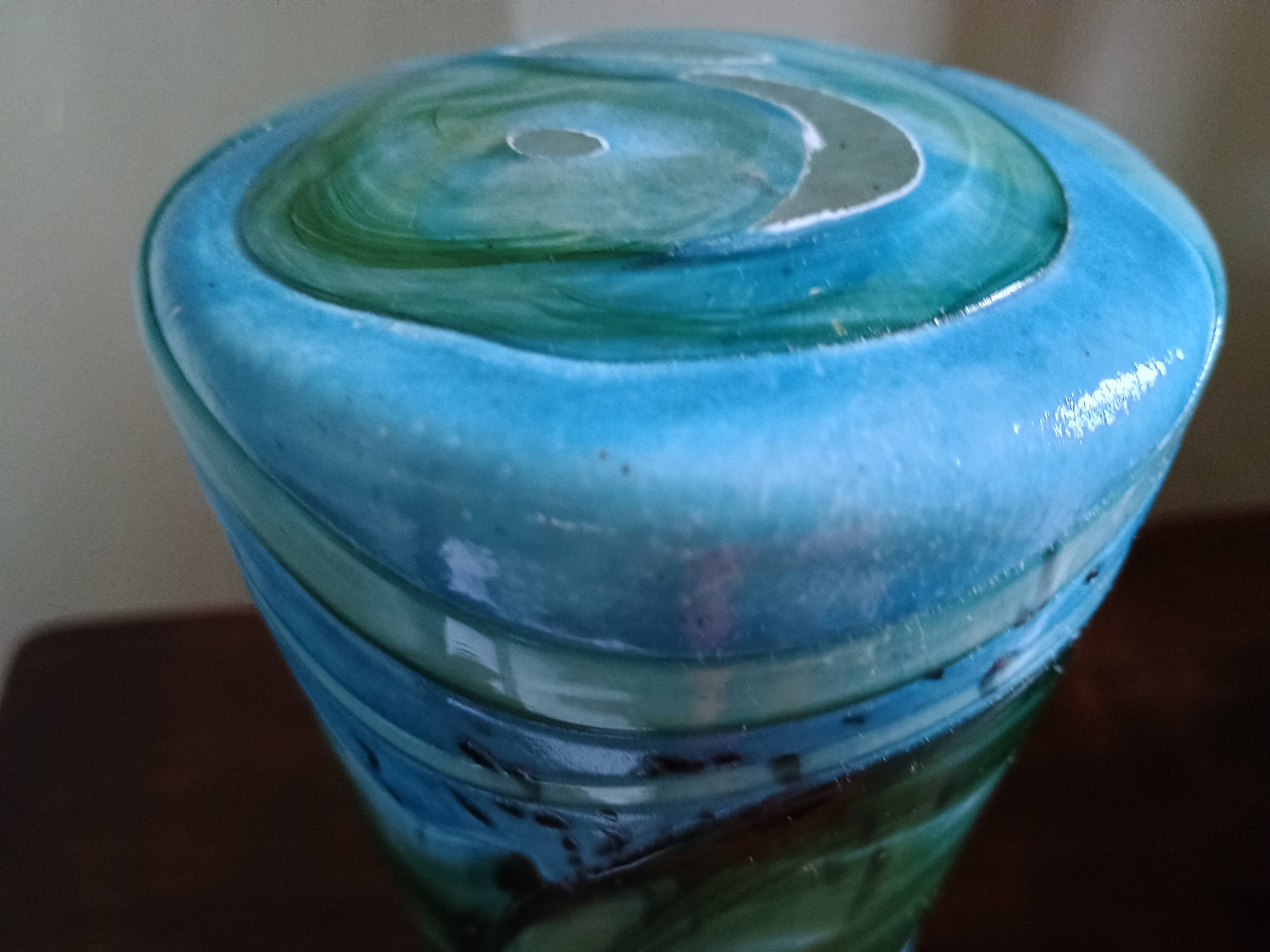 GOZO Malta - Vintage vase model "Algues" - blue & green glass