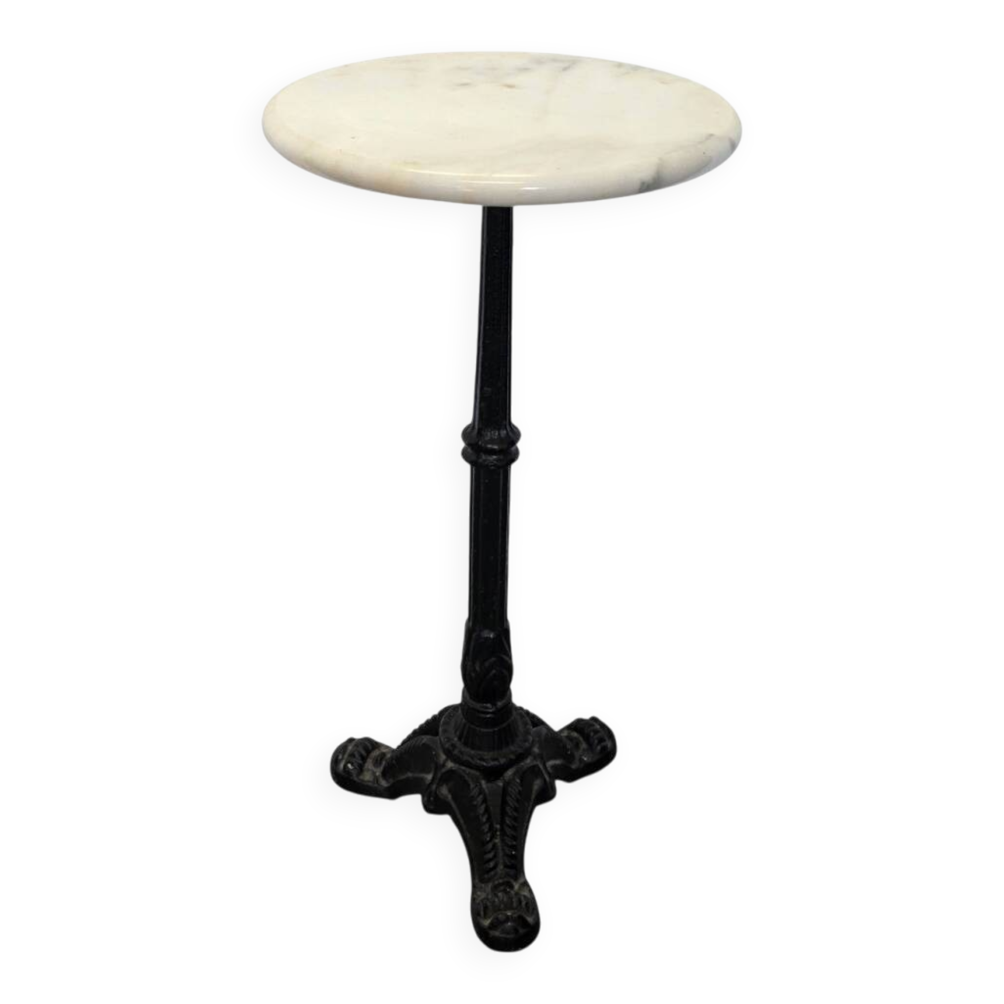 French Bistro Side Table Marble Top, mid-century