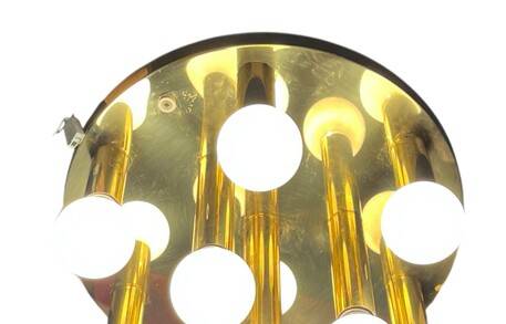 Art Deco ceiling light in brass – 10 lights