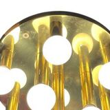 Art Deco ceiling light in brass – 10 lights