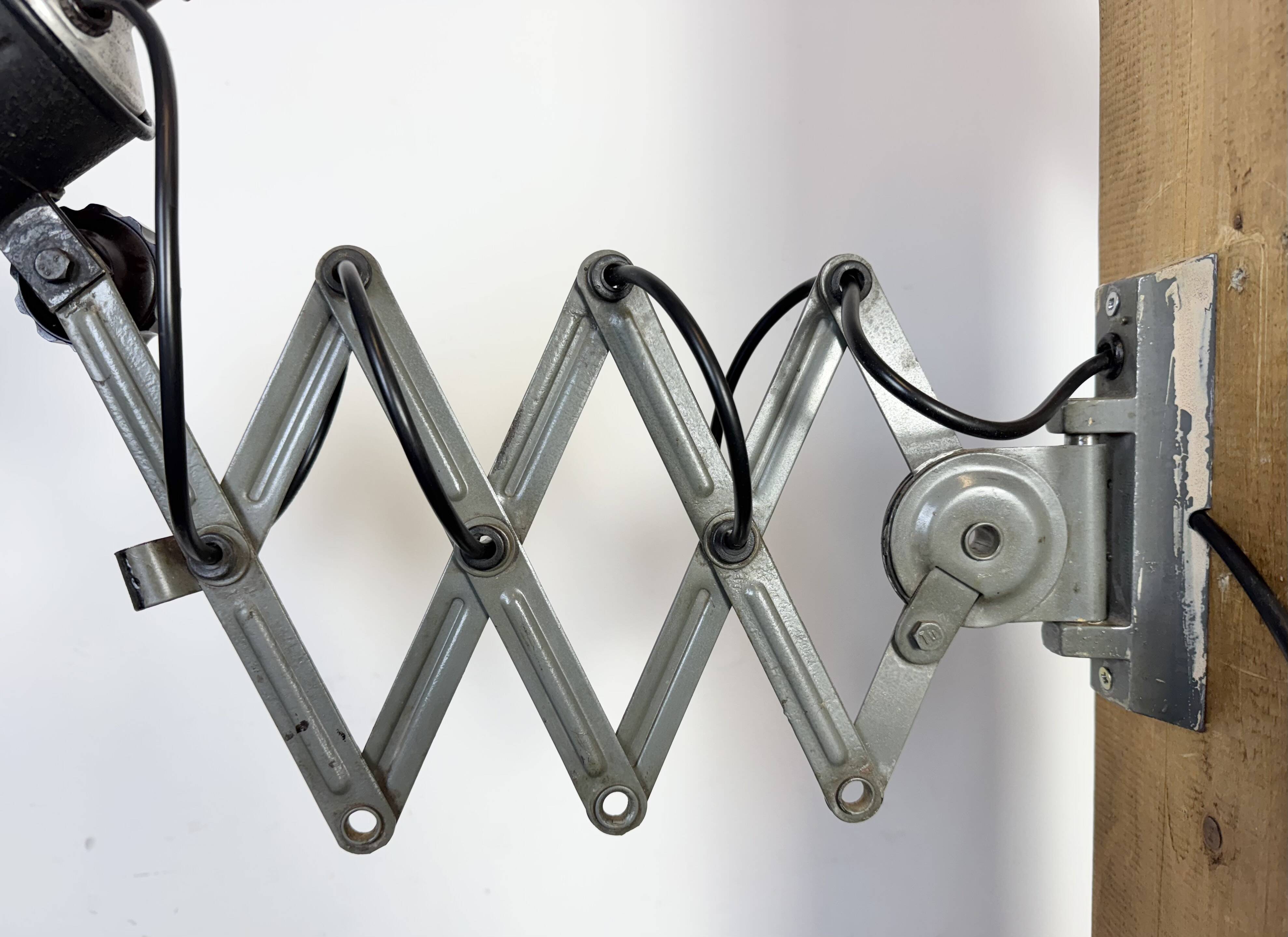 Industrial Black Enamel Scissor Wall Lamp, 1950s