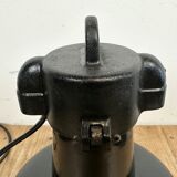 Industrial Black Enamel Factory Lamp with Cast Iron Top, 1960s