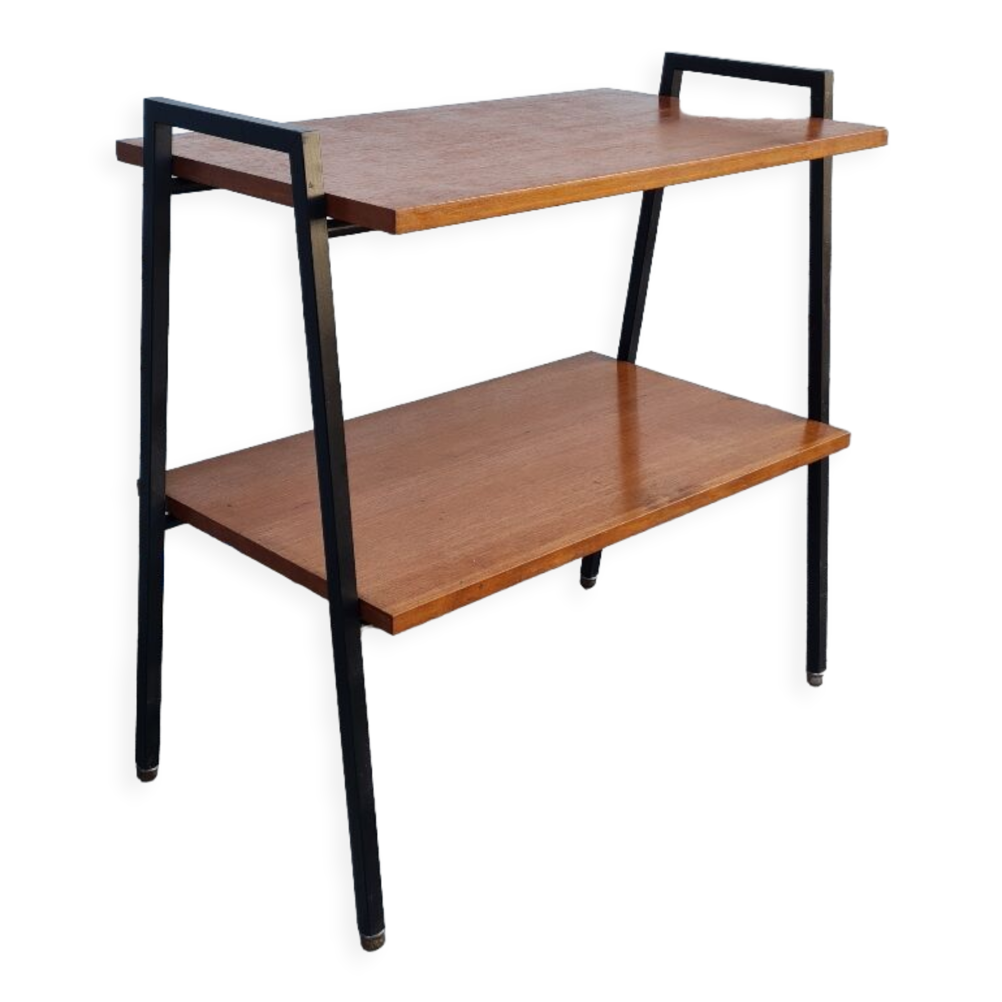 Teak and metal side table