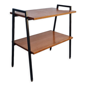 Teak and metal side table