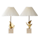 Pair of Philippe Jean Sculptural Brass Bird Table Lamps, Signed Limited Editions