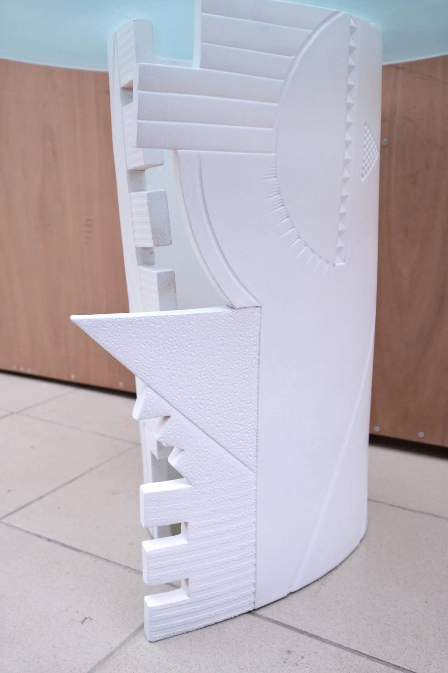 Eglantine Moreau ceramic and glass side table, France 1980