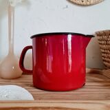 Pitcher vase in red enamelled sheet metal