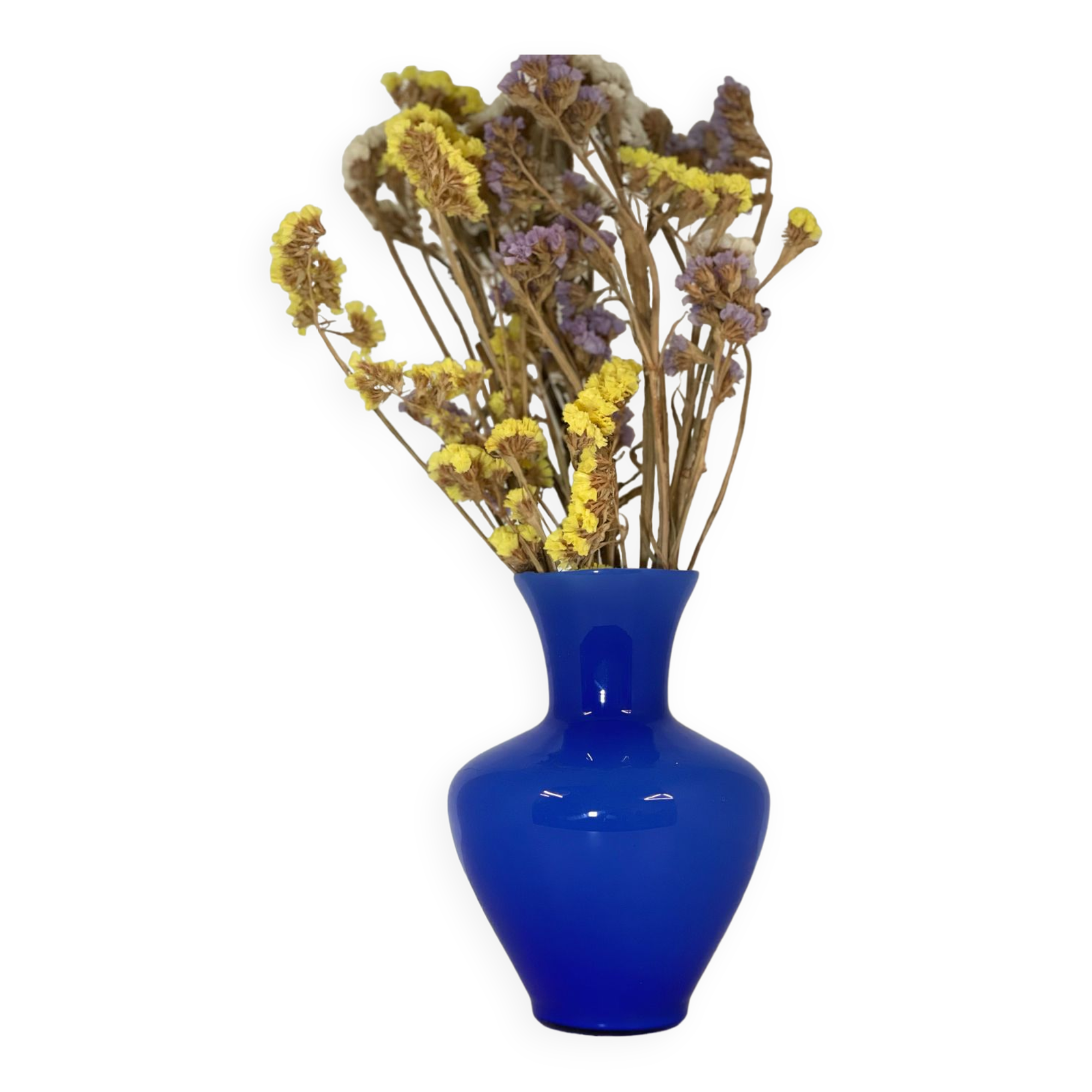 Electric blue opaline vase