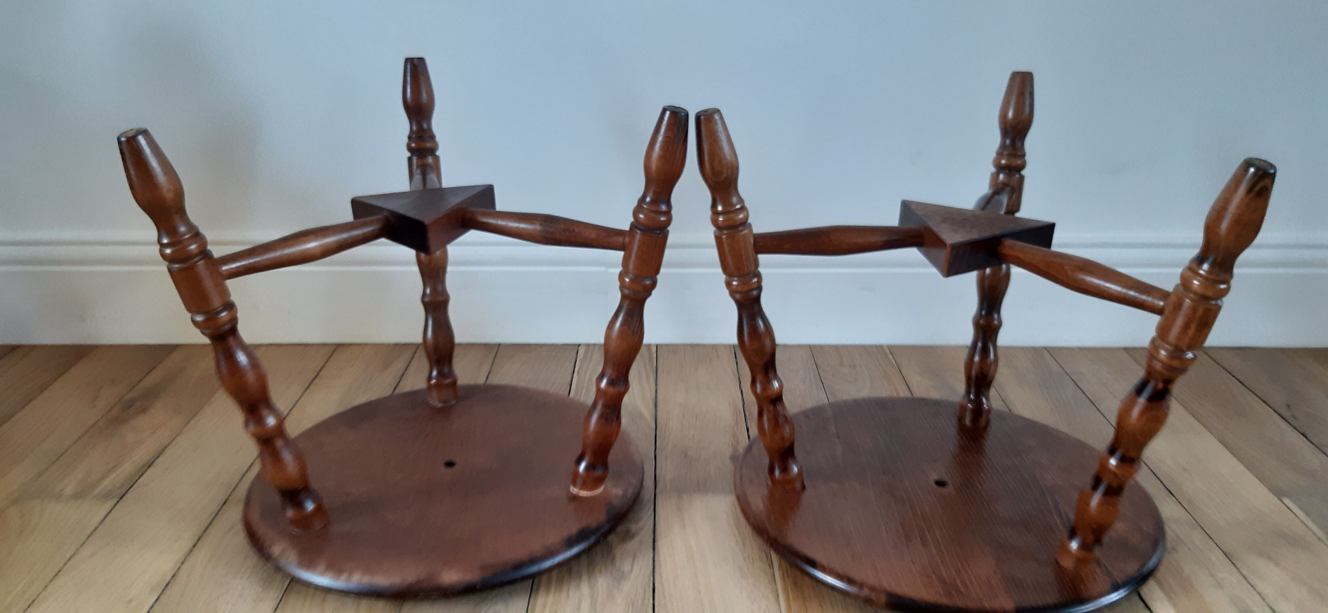 Pair of wooden stools turned vintage 60s