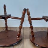 Pair of wooden stools turned vintage 60s