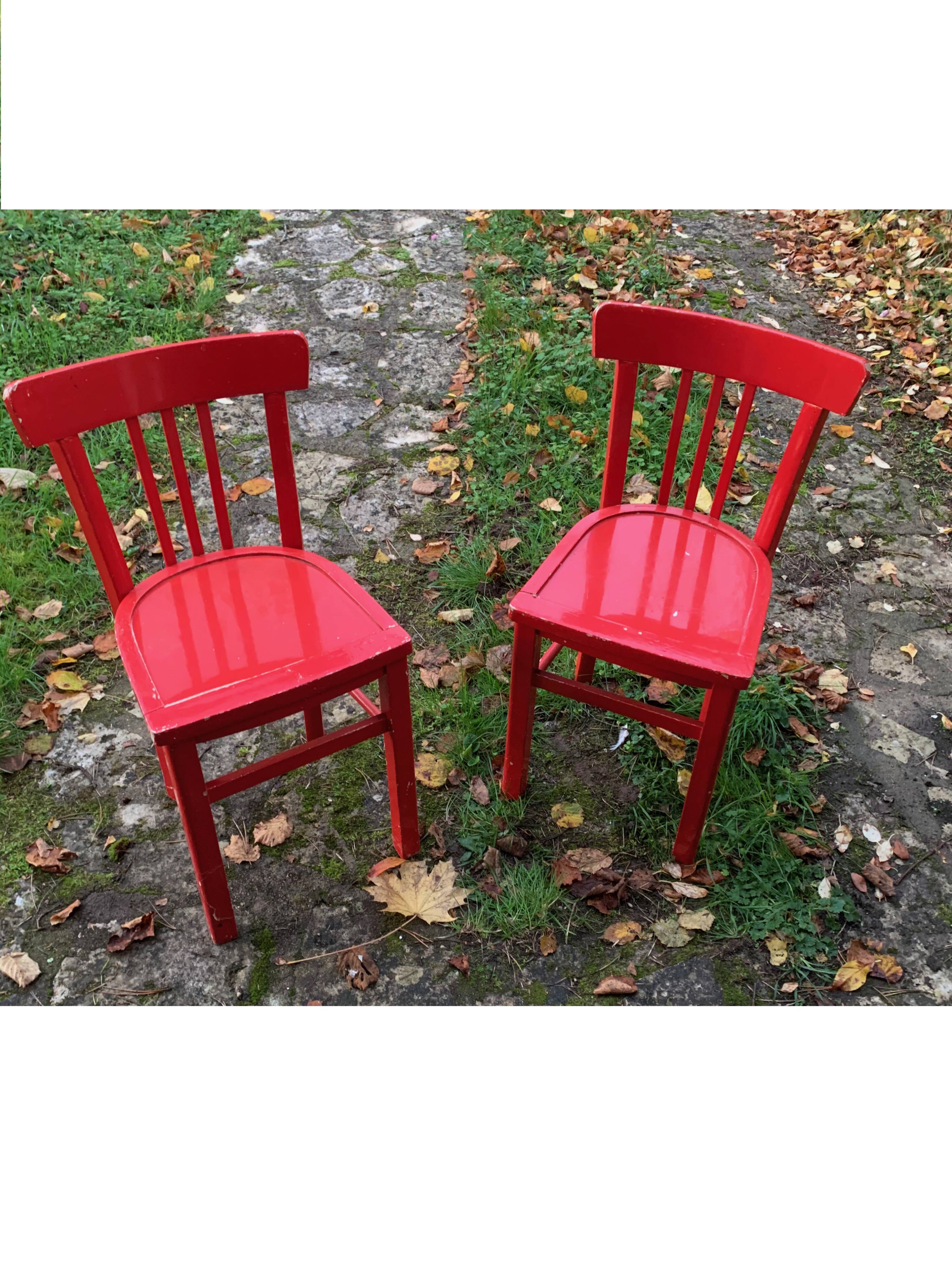Pair of red bistro chairs