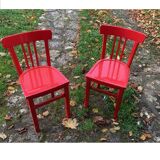 Paire de chaises bistrot rouge