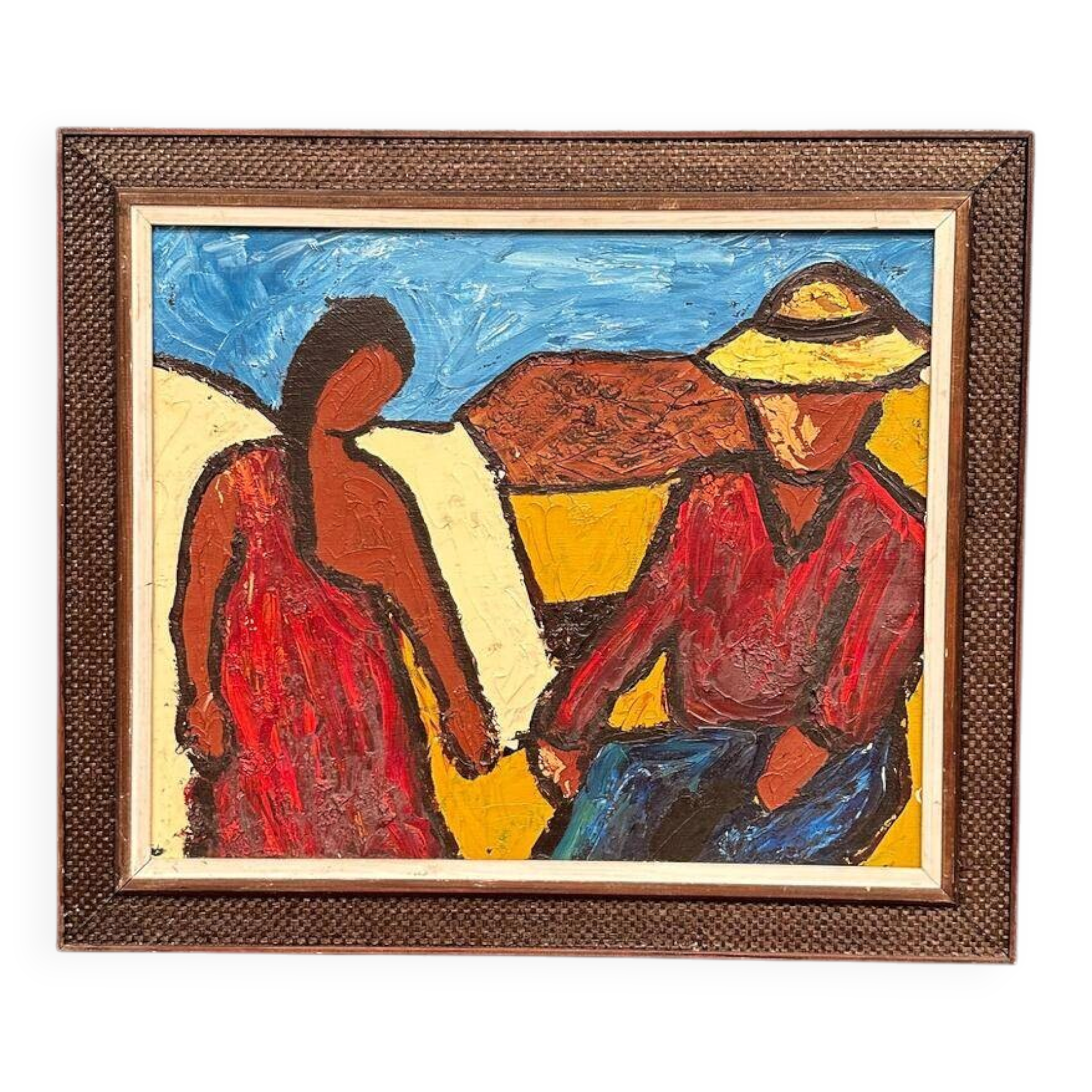 Original Swedish Oil on Canvas – “The Exchange” by Rollo – Signed – Vintage