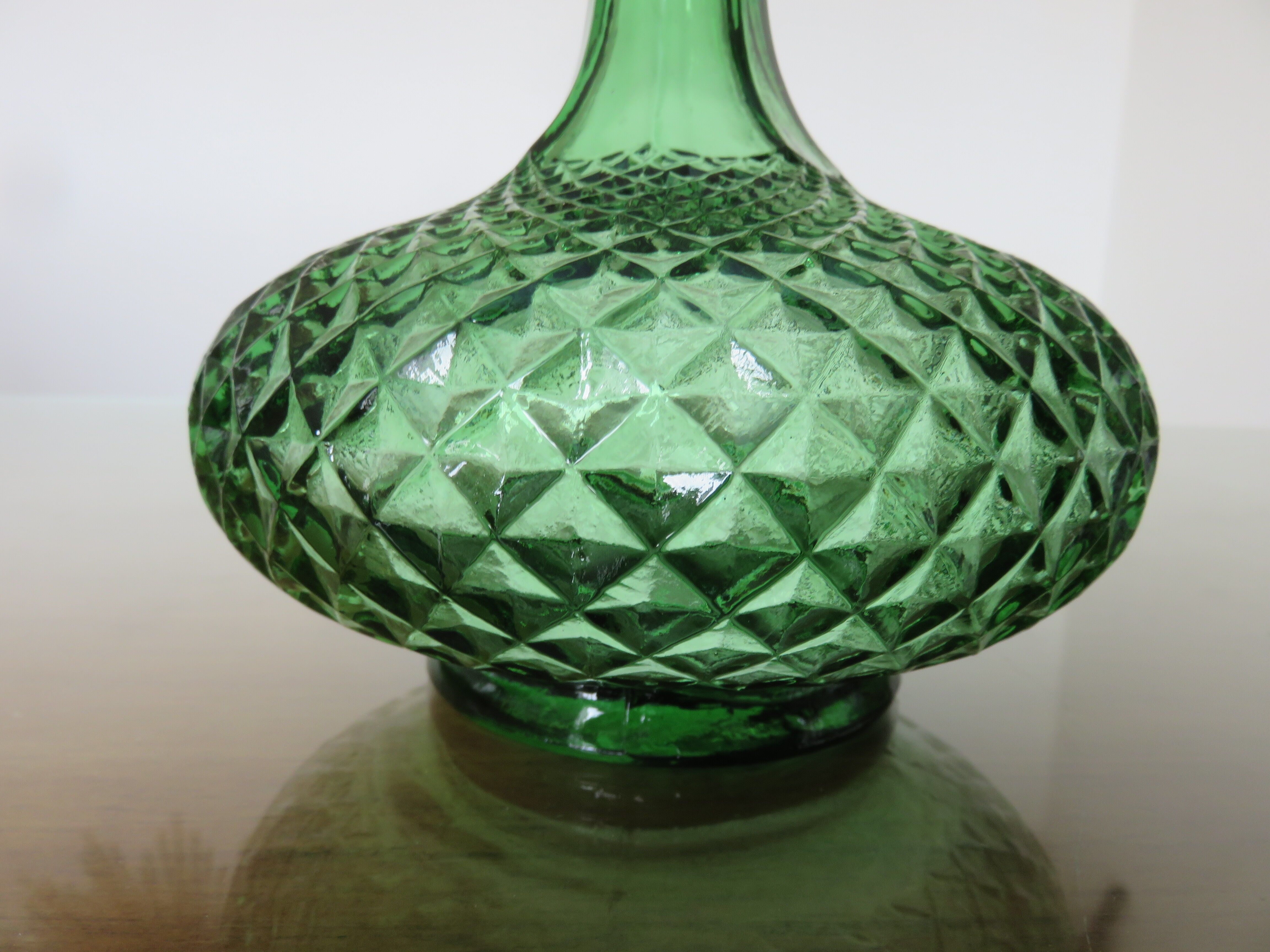 Carafe empoli made in italy diamond tip glass 60s 70s