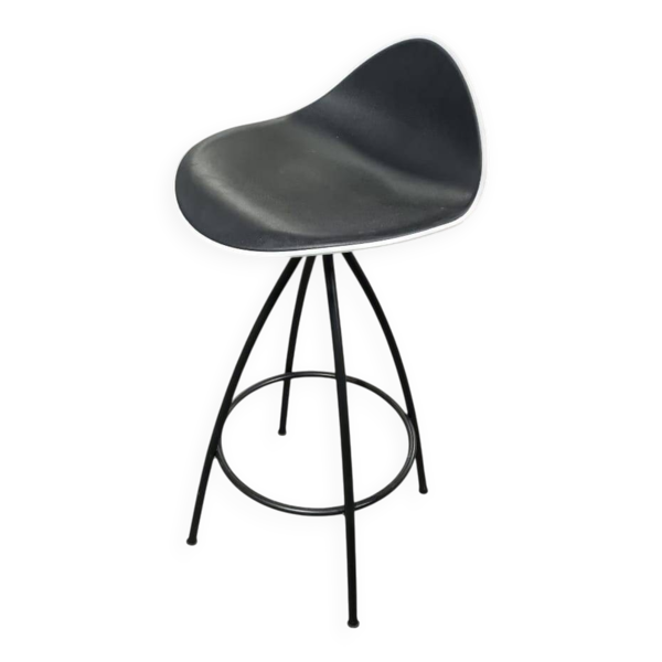 Tabouret design noir et blanc avec pied en métal modèle Onda STUA