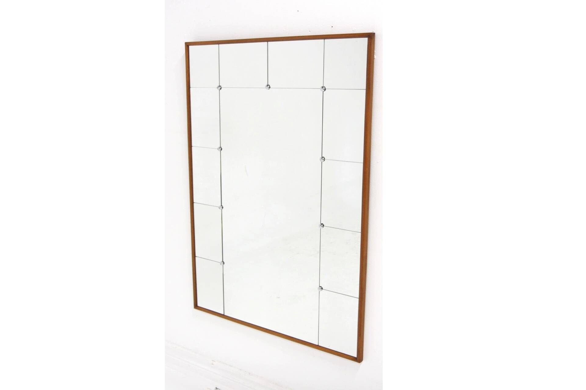 Scandinavian teak and metal mirror, Sweden, 1960, 84x117cm