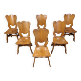 Chaises de salle à manger rustiques en chêne, Pays-Bas années 1960