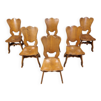 Rustic oak dining chairs - the Netherlands - 1960s