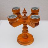Rustic wooden candleholder by Jan Johnsson for Smålandsslöjd, Sweden, 1975
