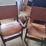 Catalan Spanish Medieval Gothic Leather Seated Armchair