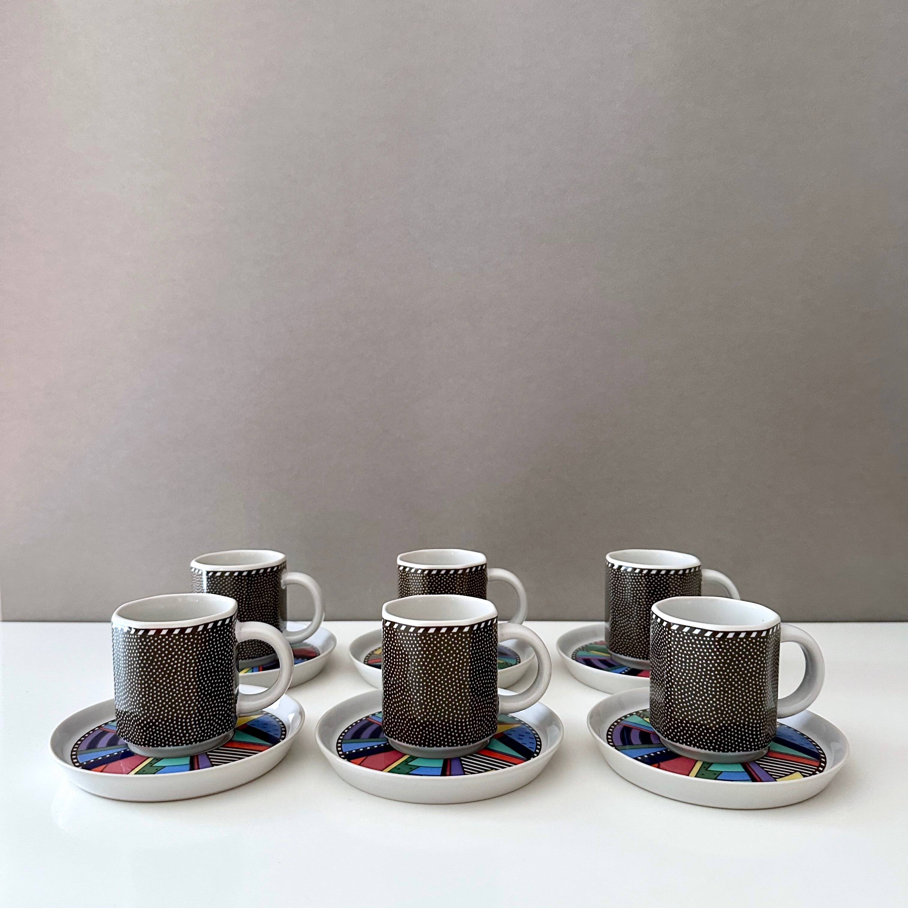 6 Rosenthal Szenario Metropol espresso cups + saucers, 90's
