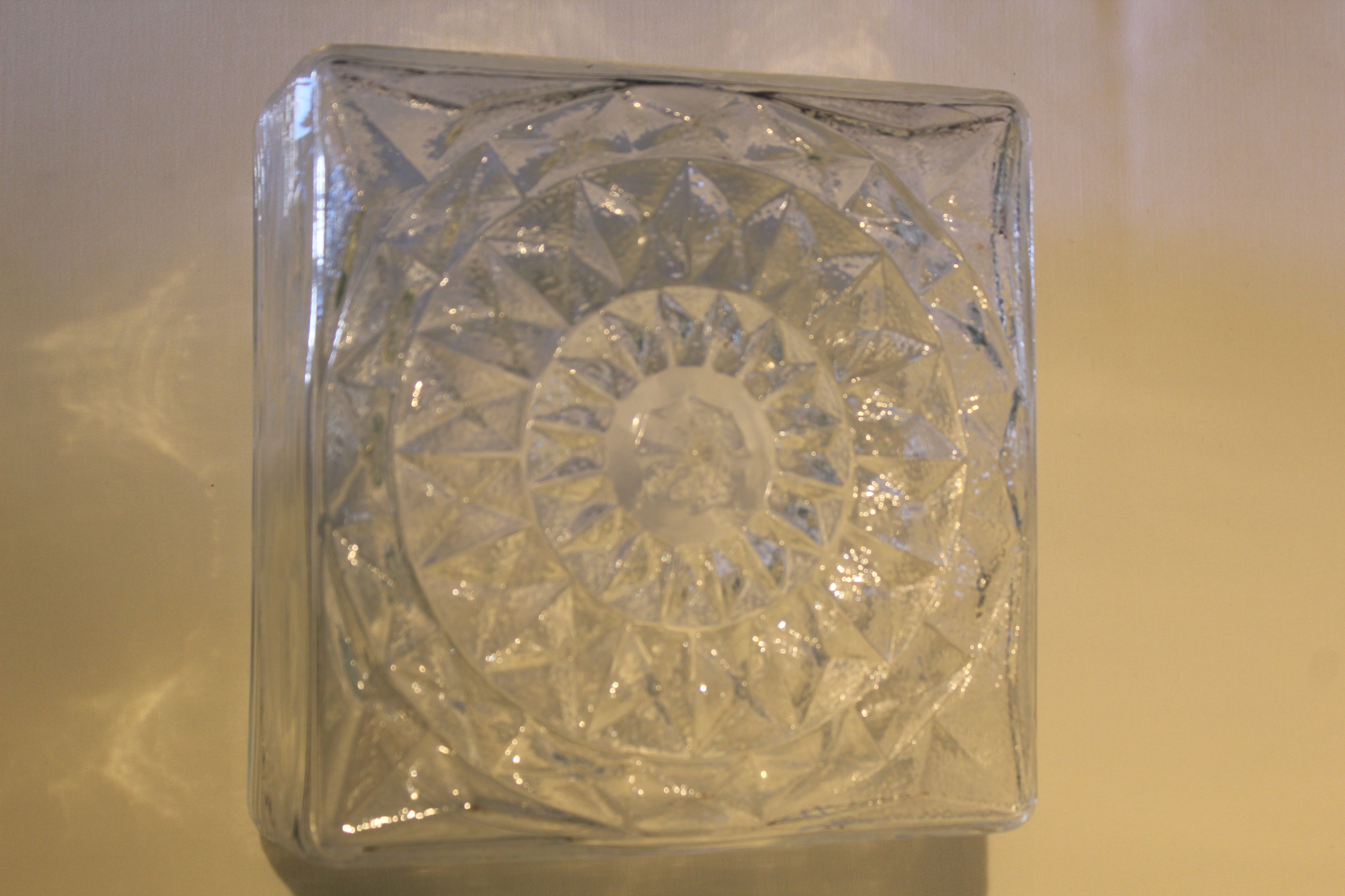 Vintage glass ceiling or wall lamp, Italy, 70s