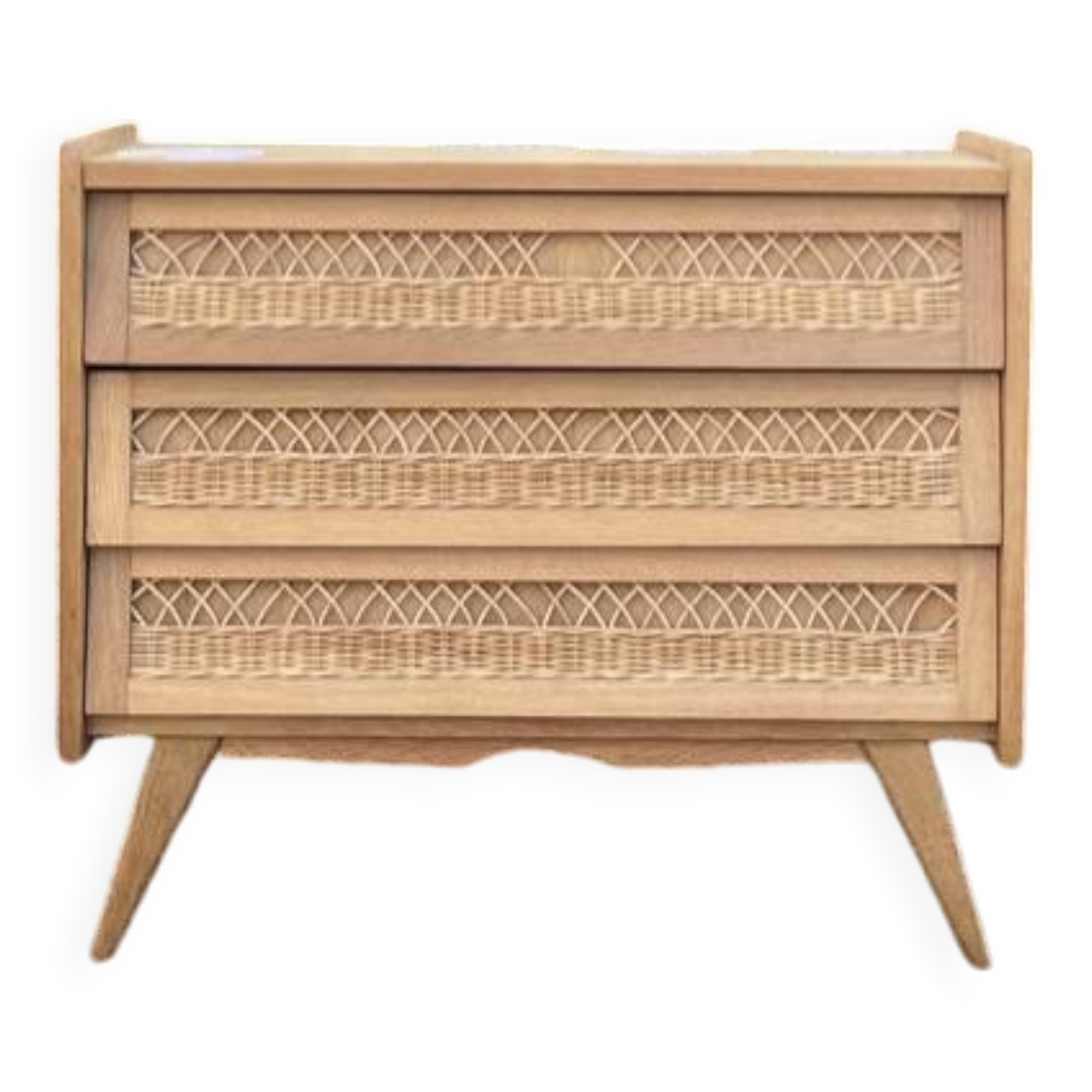 Commode vintage bois rotin