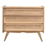 Commode vintage bois rotin