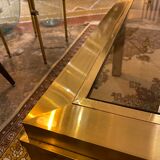 Gold square coffee table and smoked glass