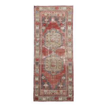 4x9 Rug For Entrway Red Classic Oriental Vintage Rug, 111x263Cm SK 3884