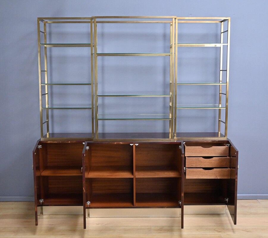 Rare lacquered library attributed to Guy Lefèvre, Maison Jansen – 1970