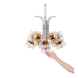 Carlo Nason Murano Glass Flower-Shades Chandelier by Mazzega - Chrome and Transparent Amber Glass, Hollywood Regency, 1970s