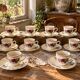 Antique coffee service in Sarreguemines earthenware.