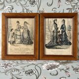 Set of two framed old illustrations