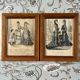 Set of two framed old illustrations
