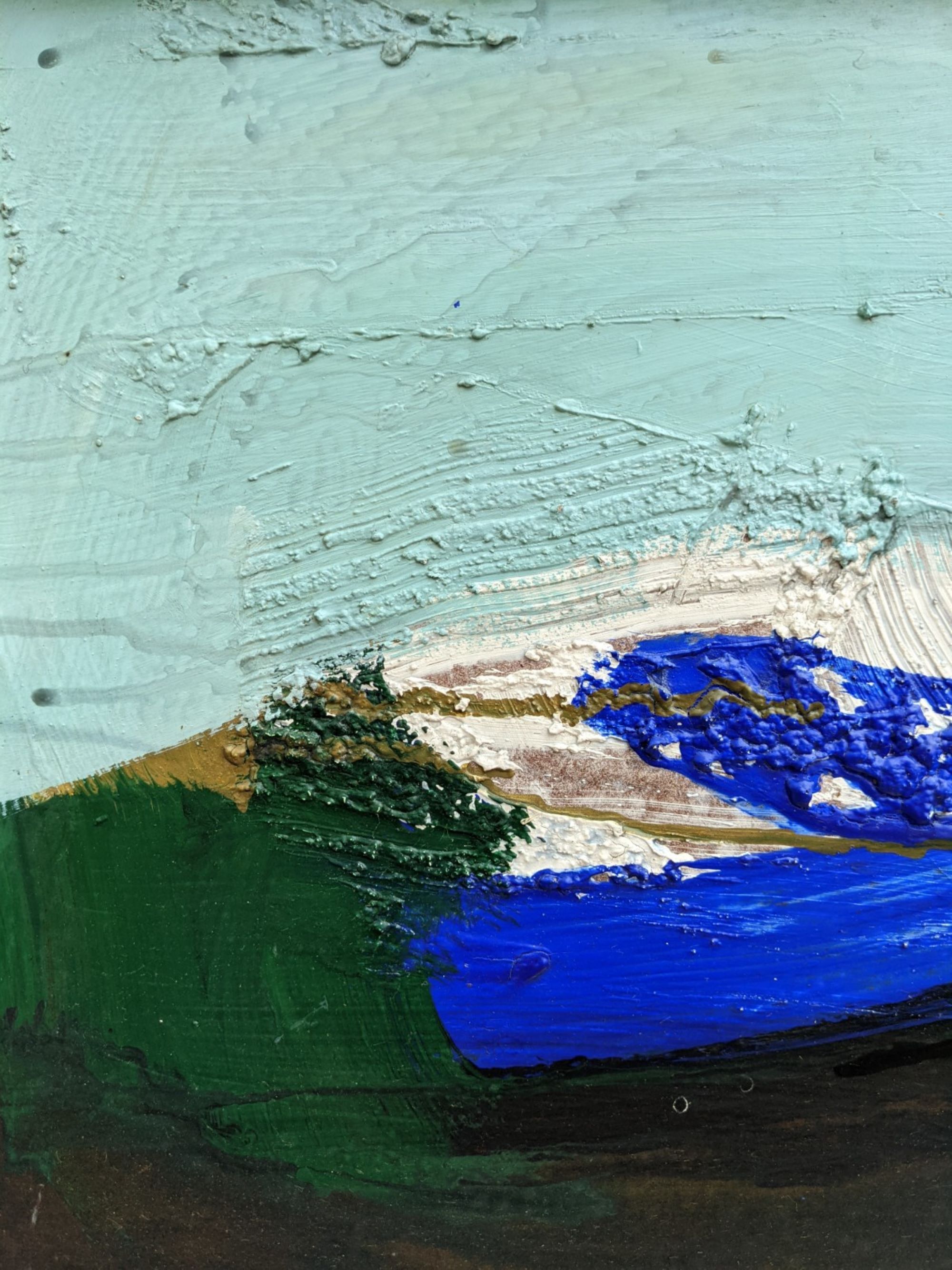 Mid-century modern "blue stream" vintage swedish abstract oil painting, framed, hans osswald