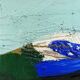 Mid-century modern "blue stream" vintage swedish abstract oil painting, framed, hans osswald